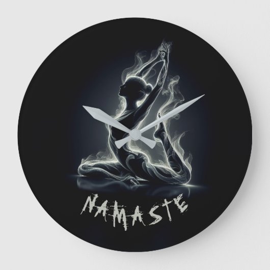 ヨガ霊気インストラクター一本足キングピジョンポーズ ラージ壁時計 (正面)