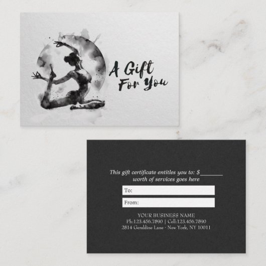 ヨガ霊気インストラクター一本足キングピジョンポーズ 割引カード (正面/裏面)