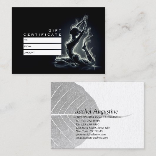 ヨガ霊気インストラクター一本足キングピジョンポーズ 割引カード (正面/裏面)