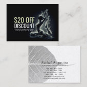 ヨガ霊気インストラクター一本足キングピジョンポーズ 割引カード (正面/裏面)