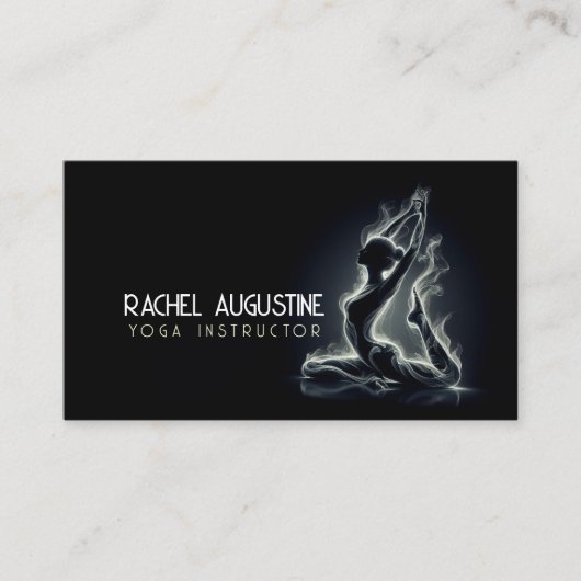 ヨガ霊気インストラクター一本足キングピジョンポーズ 名刺 (正面)