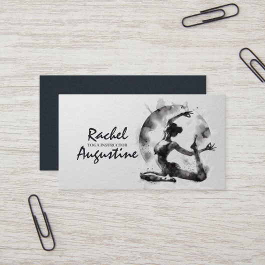ヨガ霊気インストラクター一本足キングピジョンポーズ 名刺 (正面/裏面インサイチュ)