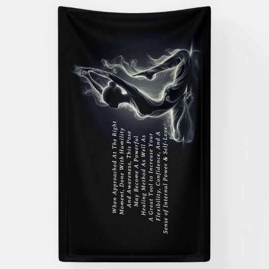 ヨガ霊気インストラクター一本足キングピジョンポーズ 横断幕 (縦)