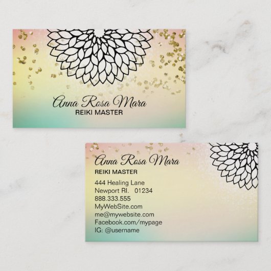 *~*ヨガ霊気エナジーヒーラーマンダラロータスマッサージ 名刺 (正面/裏面)