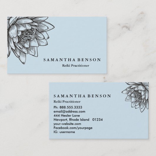 ヨガ霊気エネルギーヒーラーライトフィルドロータス 名刺 (正面/裏面)