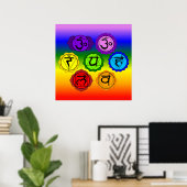 ヨガ霊気セブンチャクラシンボルレインボーBGポスター ポスター (ホームオフィス)