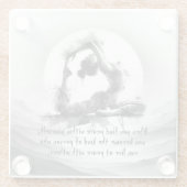 ヨガ霊気一本足キングピジョンポーズウォーター色 ガラスコースター (裏面)