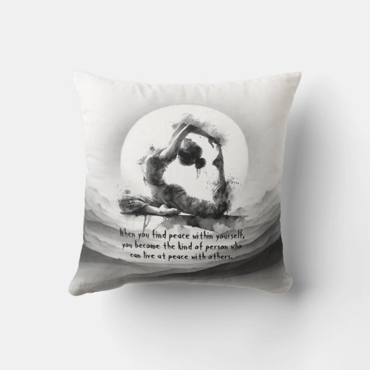 ヨガ霊気一本足キングピジョンポーズウォーター色 クッション (裏面)