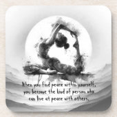 ヨガ霊気一本足キングピジョンポーズウォーター色 コースター (正面)