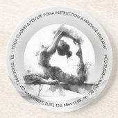 ヨガ霊気一本足キングピジョンポーズウォーター色 コースター (正面)