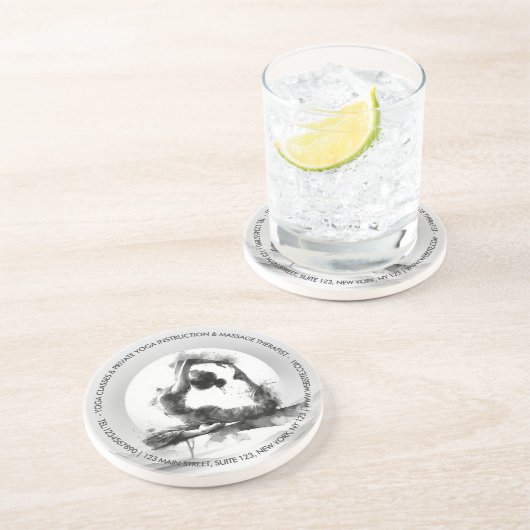 ヨガ霊気一本足キングピジョンポーズウォーター色 コースター (側面)