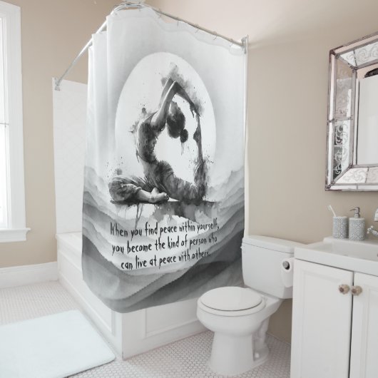 ヨガ霊気一本足キングピジョンポーズウォーター色 シャワーカーテン (インサイチュ)