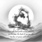 ヨガ霊気一本足キングピジョンポーズウォーター色 シール (正面)