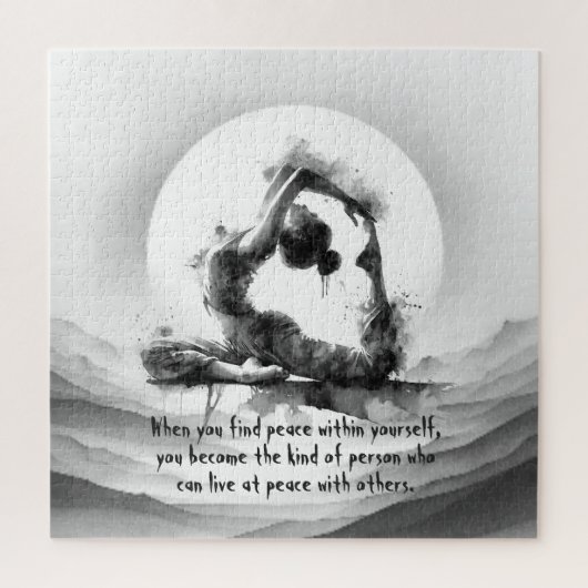 ヨガ霊気一本足キングピジョンポーズウォーター色 ジグソーパズル (縦)