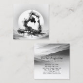 ヨガ霊気一本足キングピジョンポーズウォーター色 スクエア名刺 (正面/裏面)