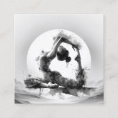 ヨガ霊気一本足キングピジョンポーズウォーター色 スクエア名刺 (正面)