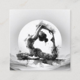 ヨガ霊気一本足キングピジョンポーズウォーター色 スクエア名刺