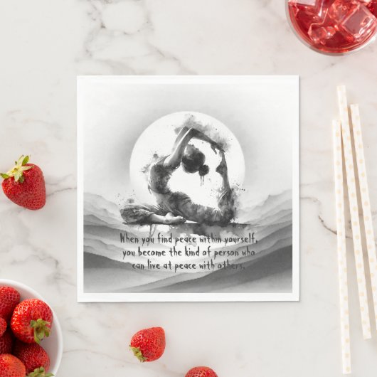 ヨガ霊気一本足キングピジョンポーズウォーター色 スタンダードランチョンナプキン (インサイチュ)