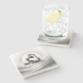 ヨガ霊気一本足キングピジョンポーズウォーター色 ストーンコースター (横)