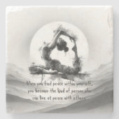 ヨガ霊気一本足キングピジョンポーズウォーター色 ストーンコースター (正面)