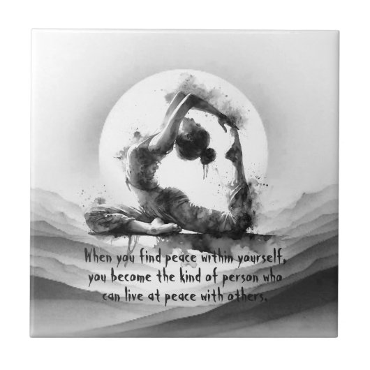 ヨガ霊気一本足キングピジョンポーズウォーター色 タイル (正面)