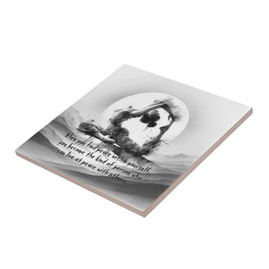 ヨガ霊気一本足キングピジョンポーズウォーター色 タイル (側面)