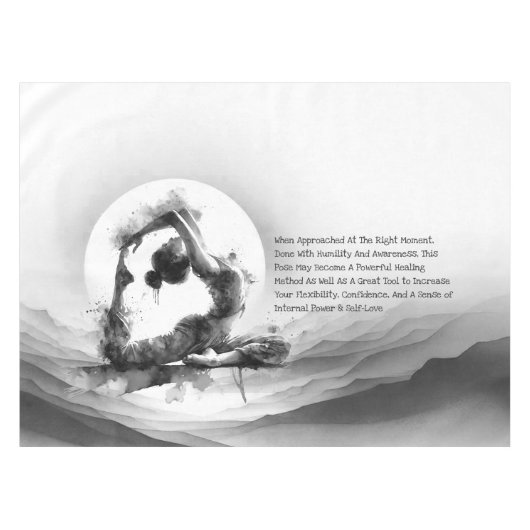 ヨガ霊気一本足キングピジョンポーズウォーター色 テーブルクロス (正面(横))