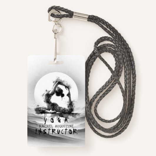 ヨガ霊気一本足キングピジョンポーズウォーター色 バッジ (正面ランヤード)