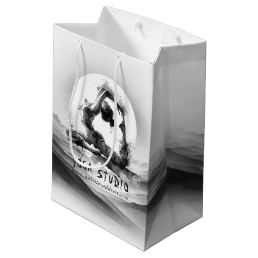 ヨガ霊気一本足キングピジョンポーズウォーター色 ミディアムペーパーバッグ (裏面アングル)