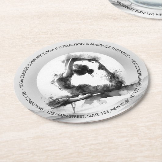 ヨガ霊気一本足キングピジョンポーズウォーター色 ラウンドペーパーコースター (アングル)
