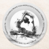 ヨガ霊気一本足キングピジョンポーズウォーター色 ラウンドペーパーコースター (正面)