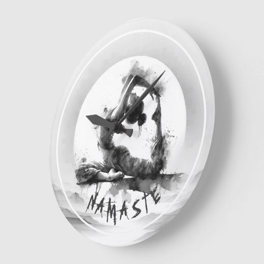 ヨガ霊気一本足キングピジョンポーズウォーター色 ラージ壁時計 (傾斜)