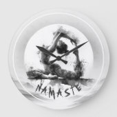 ヨガ霊気一本足キングピジョンポーズウォーター色 ラージ壁時計 (正面)