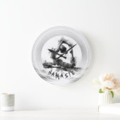 ヨガ霊気一本足キングピジョンポーズウォーター色 ラージ壁時計 (ホーム)