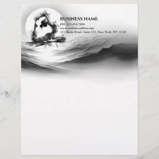 ヨガ霊気一本足キングピジョンポーズウォーター色 レターヘッド (正面)