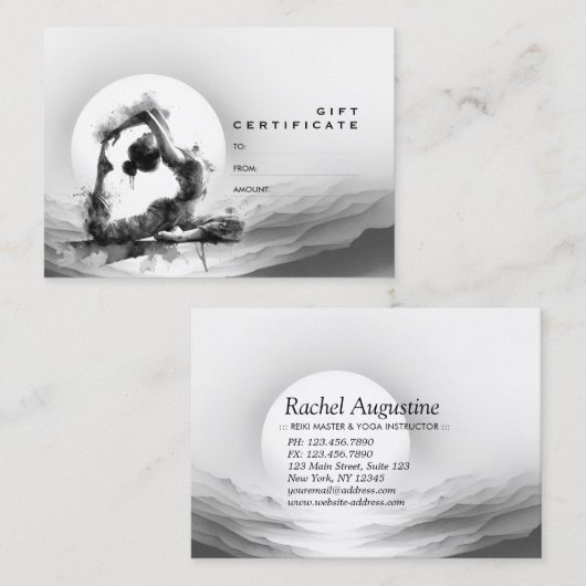 ヨガ霊気一本足キングピジョンポーズウォーター色 割引カード (正面/裏面)