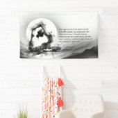 ヨガ霊気一本足キングピジョンポーズウォーター色 横断幕 (インサイチュ)