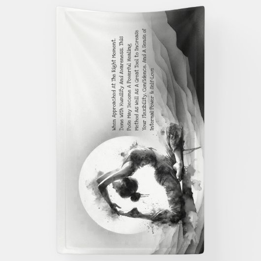 ヨガ霊気一本足キングピジョンポーズウォーター色 横断幕 (縦)