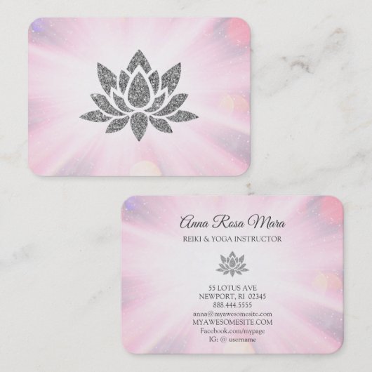 *~*ヨガ霊気癒しエネルギーグリッターLotus Rays 名刺 (正面/裏面)
