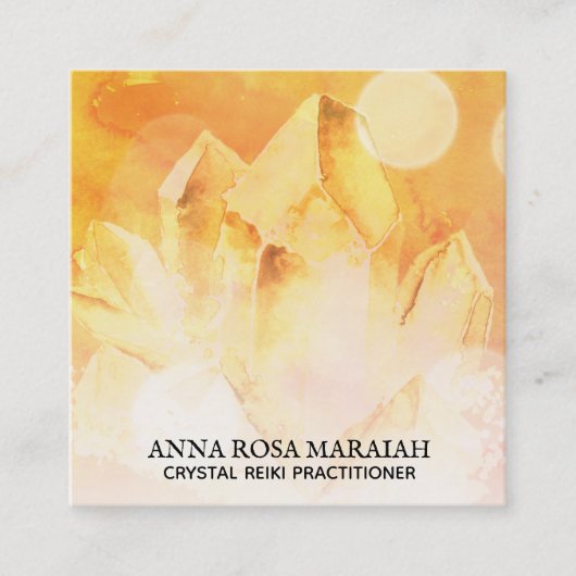 *~*ヨガ霊気Crystal Cluster Healer Citrine金ゴールド スクエア名刺 (正面)
