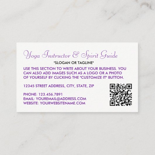 ヨガ鮮やかストライプのインストラクター 名刺 (裏面)