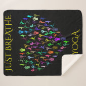 ヨガ黒シェルパ毛布。「呼吸しろ」 シェルパブランケット (正面(横))