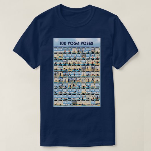 ヨガ100アシュタンガハタヨガのポーズ長 Tシャツ (デザイン正面)