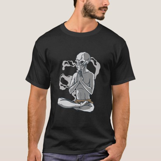ヨガ エイリアン 瞑想 Tシャツ (正面)