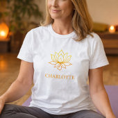 ヨガ ゴールド ロータス フラワー 名前 Tシャツ