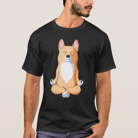 ヨガ・ドッグ・コーギー Tシャツ (正面)