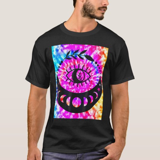 ヨガ・ナマステ・ムーン・タイダイ・仏眼 Tシャツ (正面)
