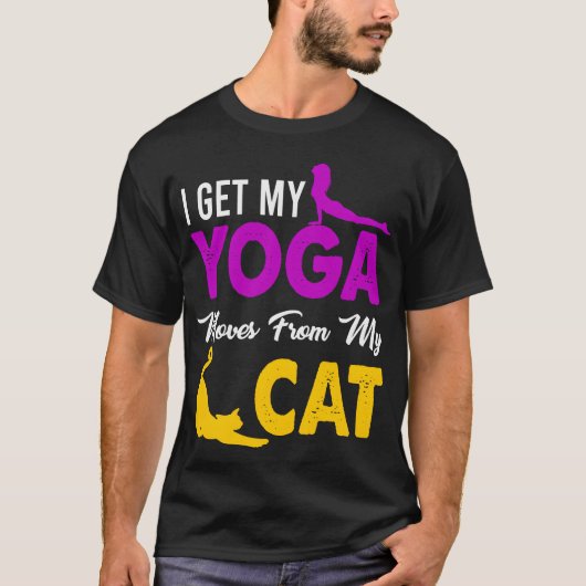 ヨガ・ナマステ・メヘンディ・キャット・猫好き・猫友達 Tシャツ (正面)