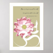 ヨガ&ピンクロータスフラワーホワイトルームスピリチュアルポスター ポスター (正面)