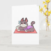 ヨガ フィットネスねこ カード (黄色い花)